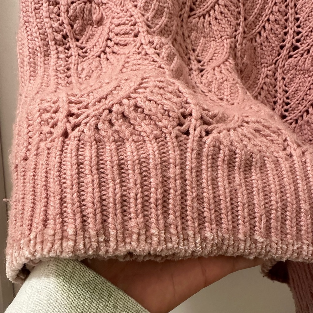 ~ANTHROPOLOGIE~ SPLENDID Chunky Knit Crewneck Sweater in Dusty Pink Color - Picture 8 of 10